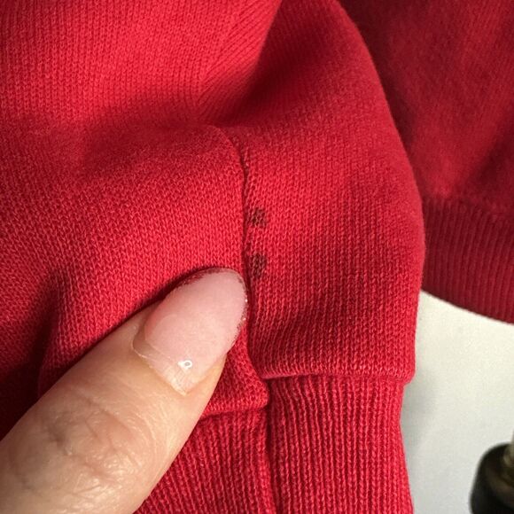 VTG Hanes Christmas Sweatshirt M Red Minimalist Snowflake Holiday 80s 90s USA - Picture 6 of 8